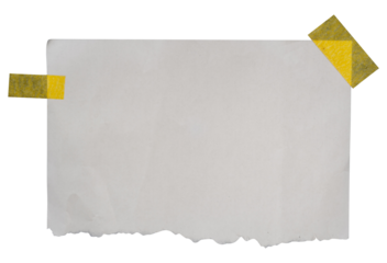 torn paper with yellow tape isolated
