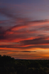 pôr do sol na cidade de Corumbá, região do Pantanal Sul, Estado do Mato Grosso do Sul, Brasil
