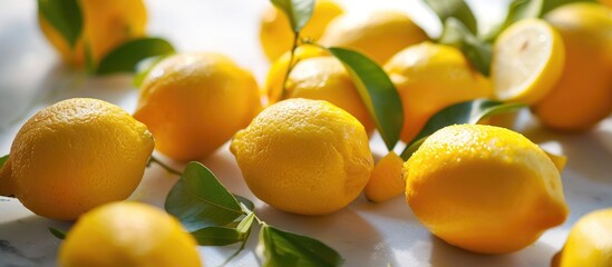 Lemons on a white background.
