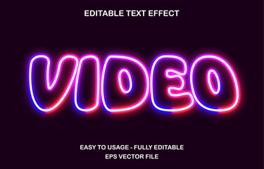 Video editable text effect template, neon light futuristic style typeface, premium vector