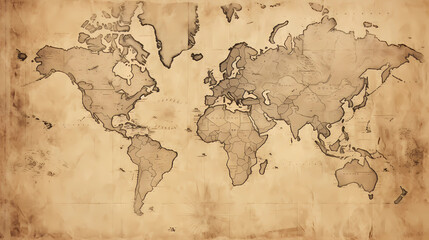 Antique Map Texture with Faded Ink and Parchment