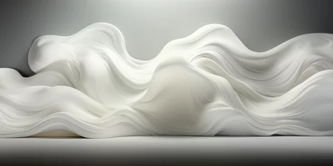 Fotobehang Abstract white satin silky cloth for background, with soft waves,waving in the wind. © NorLife