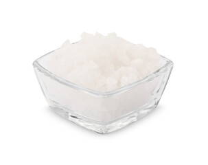 Bowl of sea salt isolated on white