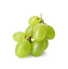 Fresh grapes with water drops isolated on white