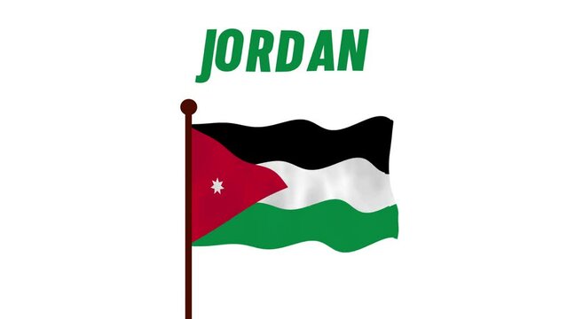 Jordan animated video raising the flag, introduction of the country name and flag 4K Resolution.