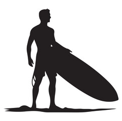 Surfers surfing silhouette vector illustration