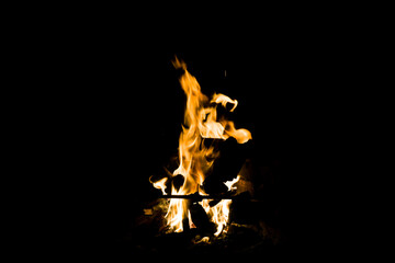 Moving flames at night