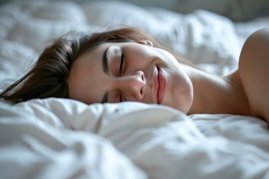 Very attractive woman, lying in bed, sleeping, 