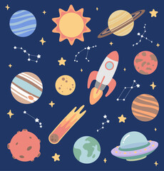 우주 행성 일러스트 벡터 이미지