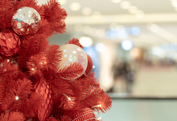 abstract blur image of  shopping mall background with Christmas decorations