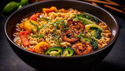 A healthy vegetarian meal with fresh vegetables in a bowl generated by AI