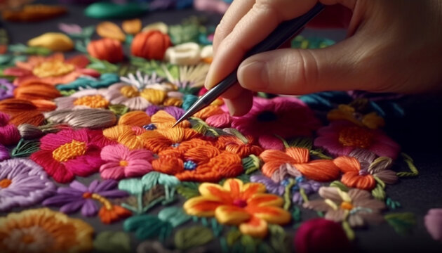 A colorful craft creation, made with love and vibrant threads generated by AI