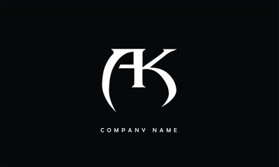 KA, AK, K, A Abstract Letters Logo Monogram - obrazy, fototapety, plakaty