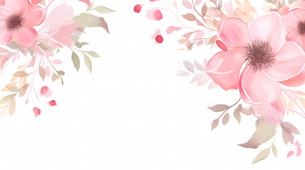 Floral frame with watercolor flowers, decorative floral background pattern