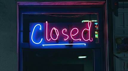 a neon sign that says "Closed" with black background - Powered by Adobe