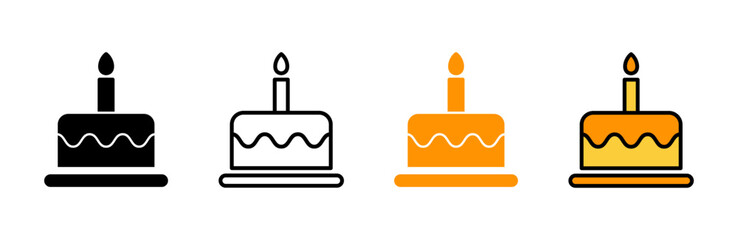 Cake icon set  vector. Cake sign and symbol. Birthday cake icon