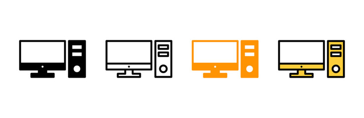 Computer icon set vector. computer monitor sign and symbol