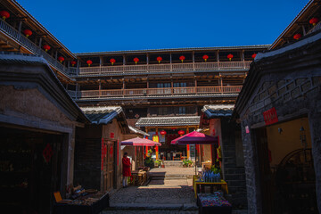 The interior inside Two hundred years old Tulou in Fujian, China.