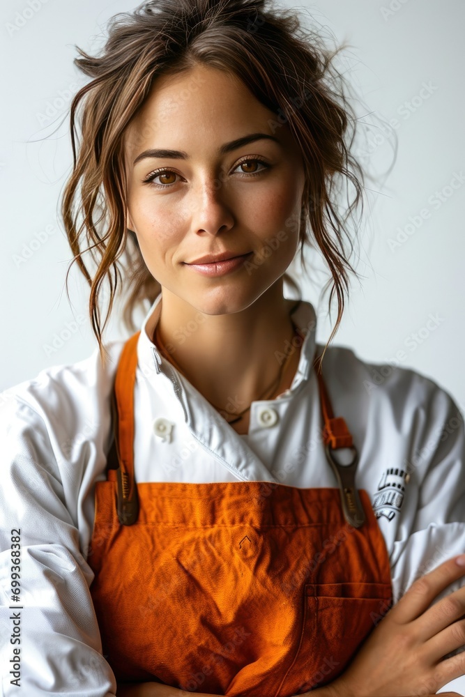 Sticker Realistic portrait of a female baking chef