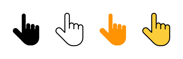 Hand cursor icon set vector. cursor sign and symbol. hand cursor icon clik