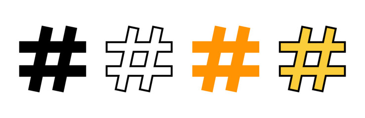 Hashtag icon set vector. hashtag sign and symbol