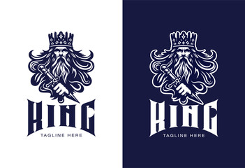 royal king logo. lord logo illustration design. symbol of monarchy - obrazy, fototapety, plakaty