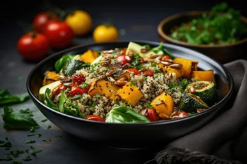 Fotobehang Food plate green bowl healthy vegan lunch vegetable dieting salad vegetarian © SHOTPRIME STUDIO