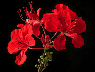 Delonix Regia flower in studio background, single Delonix Regia flower, Beautiful flower images