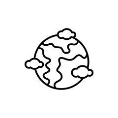 Cloud planet outline icons, space minimalist vector illustration ,simple transparent graphic element .Isolated on white background