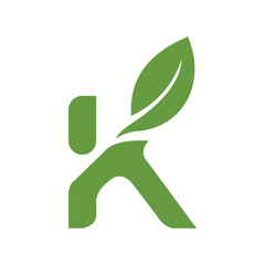 letter k leaf logo design