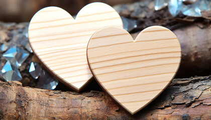 Love symbol, heart shape crafted from wooden plank generated by AI