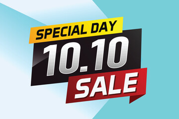 10.10 Special day sale word concept vector illustration with ribbon and 3d style for use landing page, template, ui, web, mobile app, poster, banner, flyer, background, gift card, coupon	