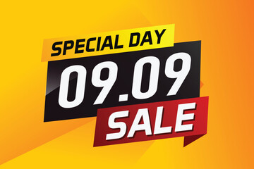 9.9 Special day sale word concept vector illustration with ribbon and 3d style for use landing page, template, ui, web, mobile app, poster, banner, flyer, background, gift card, coupon	