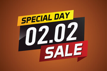 Obraz premium 2.2 Special day sale word concept vector illustration with ribbon and 3d style for use landing page, template, ui, web, mobile app, poster, banner, flyer, background, gift card, coupon 