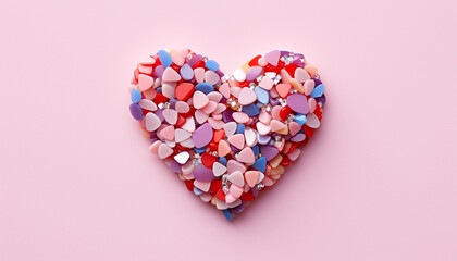 Love in heart shape, romance on pink background generated by AI