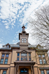 Closeup of Saugus town hall, a national register of historic places, MA USA