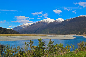 Beautiful Haast river in West Coast South Island New Zealand