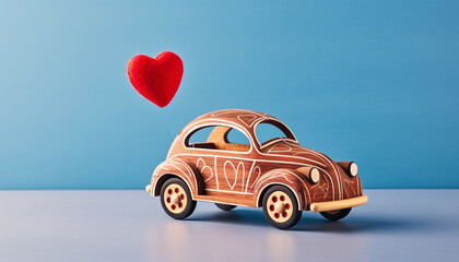 Blue toy car symbolizes love and transportation generated by AI