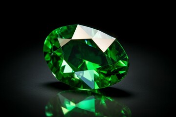 vibrant green gem on plain backdrop. Generative AI