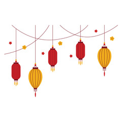 Chinese lantern decoration. Chinese lunar new year festival decorative elements.