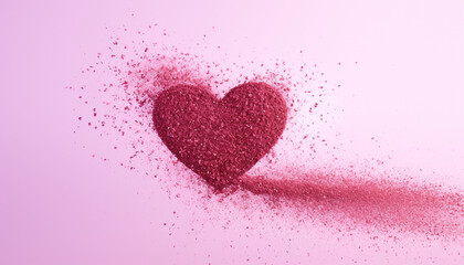 Love in heart shape, pink romance backdrop generated by AI