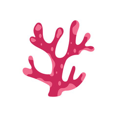 Obraz premium Coral reef illustration. Vector set of colored corals and seaweeds silhouettes. Underwater coral reef and sea kelp in flat style. Aquarium plants illustration.