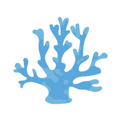 Coral reef illustration. Vector set of colored corals and seaweeds silhouettes. Underwater coral reef and sea kelp in flat style. Aquarium plants illustration.