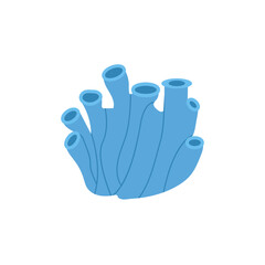 Coral reef illustration. Vector set of colored corals and seaweeds silhouettes. Underwater coral reef and sea kelp in flat style. Aquarium plants illustration.