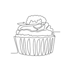 One continuous line drawing of cake vector illustration. cake for party illustration simple linear style vector concept. Cake for party design and suitable for your asset design.
