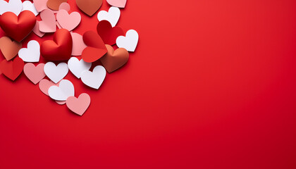 Love and romance fill the heart shaped backdrop generated by AI