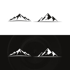 different mountain ranges silhouette collection set