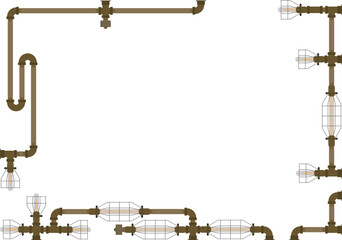 Steampunk plumbing frame Copper material with solid color
