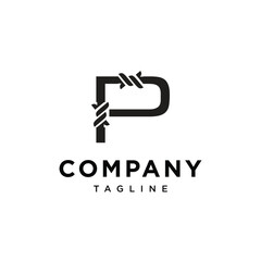 Letter P Fence Thorns Logo icon vector template.eps