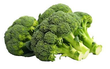 Culinary Elegance Cluster of Fresh Green Broccoli Florets Isolated on Transparent Background PNG.